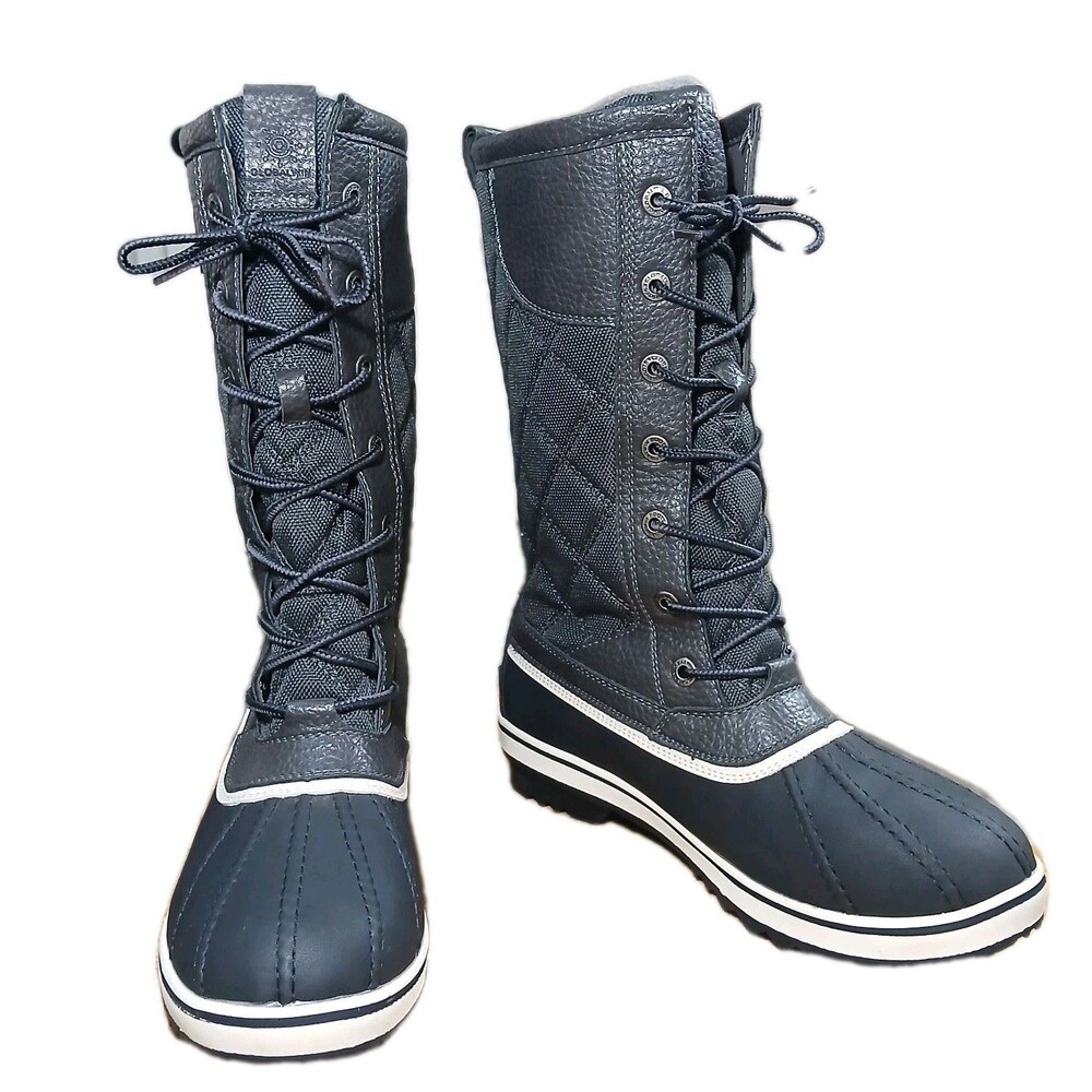 Global Win Women's Winter Snow Boots Size 8 Black Quilted Duck Boot
